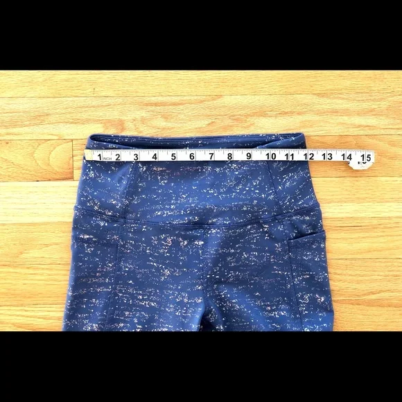 Forever 21 workout leggings with purple and silver, has side pockets XS - Picture 5 of 7